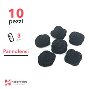 Rosa Piccola Pannolenci 10 Pezzi Nero COD.33