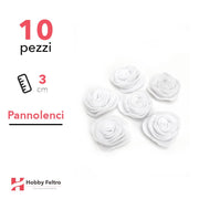 Rosa Piccola Pannolenci 10 Pezzi Bianco Neve COD.42