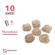 Rosa Piccola Pannolenci 10 Pezzi Marrone Pallido COD.63