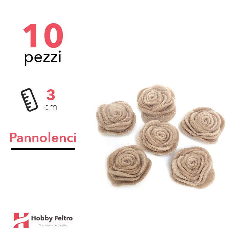Rosa Piccola Pannolenci 10 Pezzi Marrone Pallido COD.63