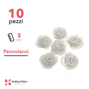 Rosa Piccola Pannolenci 10 Pezzi Bianco Lana COD.66