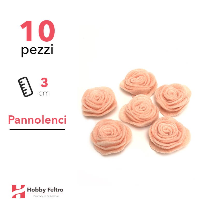 Rosa Piccola Pannolenci 10 Pezzi Fiori di Arancio COD.76