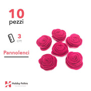 Rosa Piccola Pannolenci 10 Pezzi Fucsia COD.77
