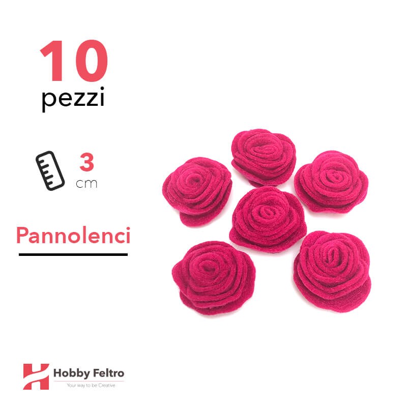 Rosa Piccola Pannolenci 10 Pezzi Fucsia COD.77