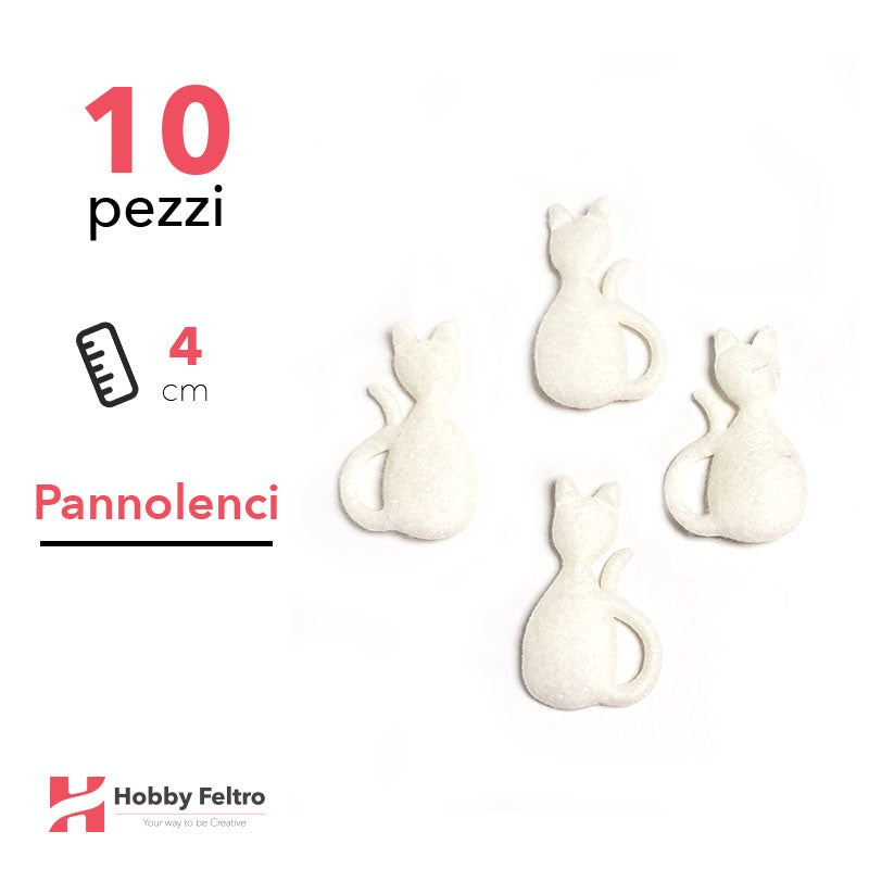 Gatti 3D Pannolenci 10 Pezzi Bianco COD.01