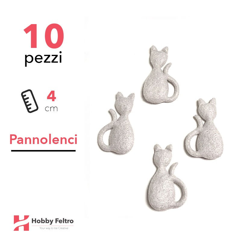 Gatti 3D Pannolenci 10 Pezzi Grigio Argento COD.04