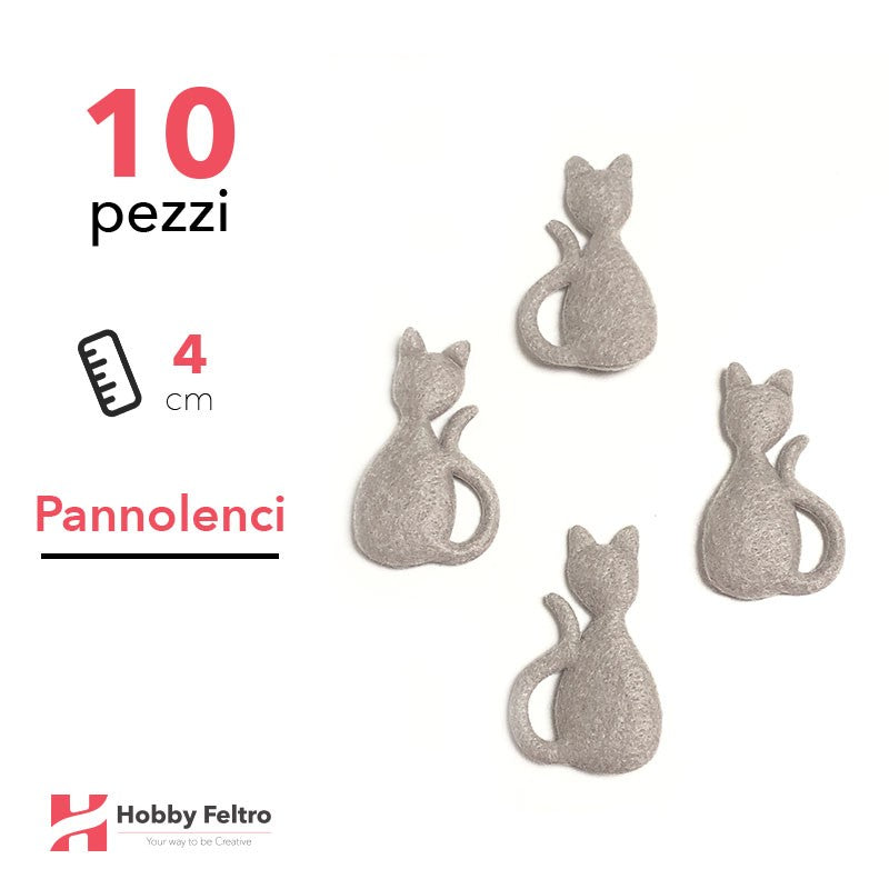 Gatti 3D Pannolenci 10 Pezzi Grigio COD.05