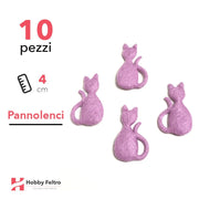Gatti 3D Pannolenci 10 Pezzi Lilla COD.08