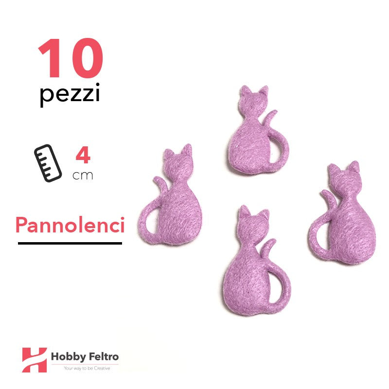 Gatti 3D Pannolenci 10 Pezzi Lilla COD.08