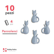 Gatti 3D Pannolenci 10 Pezzi Azzurro Ghiaccio COD.12