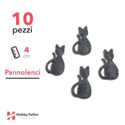 Gatti 3D Pannolenci 10 Pezzi Nero Effetto Lana COD.13