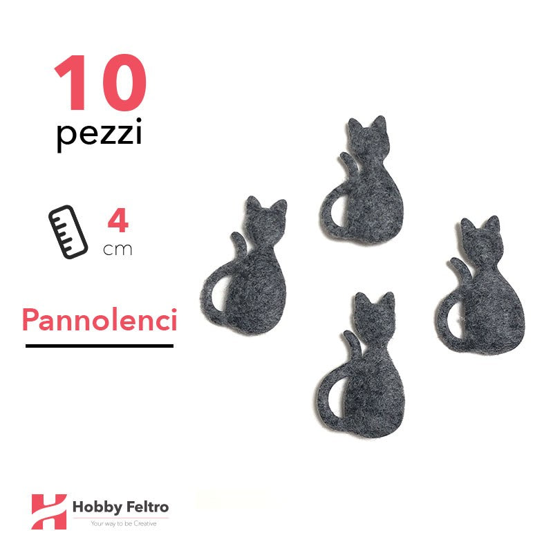 Gatti 3D Pannolenci 10 Pezzi Nero Effetto Lana COD.13