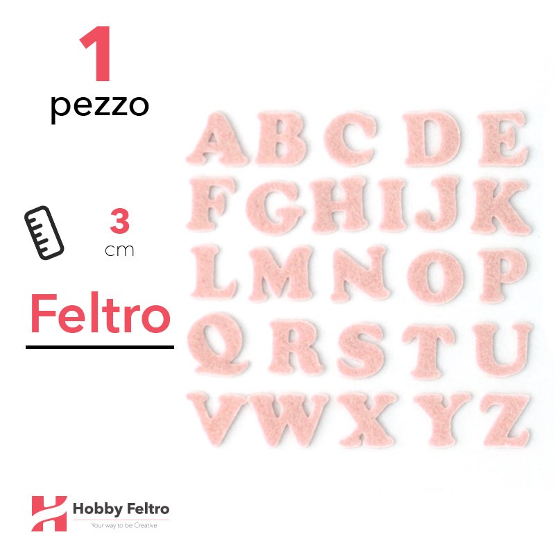 Lettere in Feltro Maiuscole 3cm Rosa COD.08
