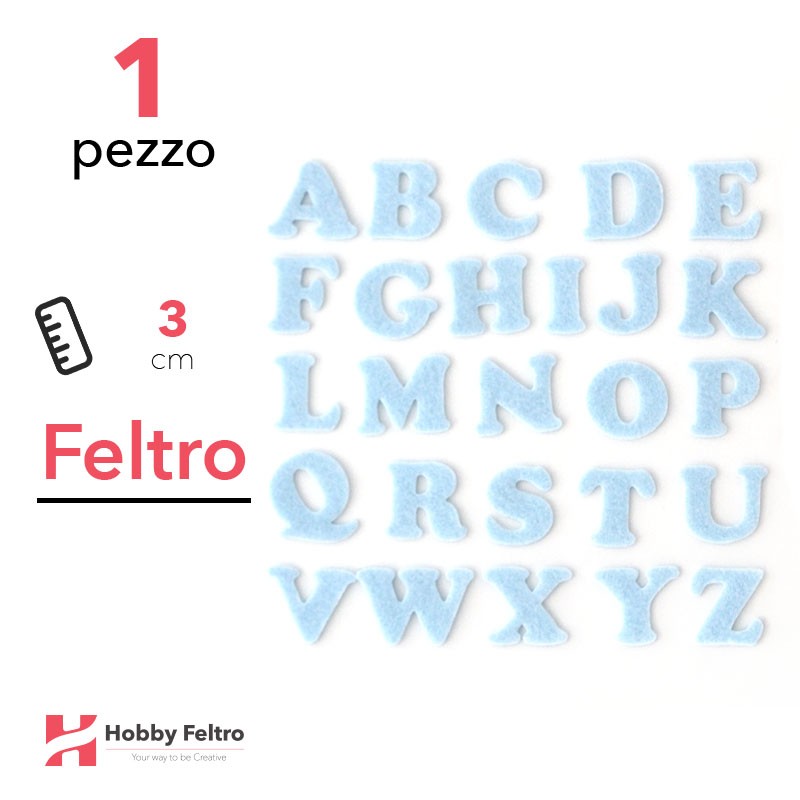Lettere in Feltro Maiuscole 3cm Azzurro COD.28