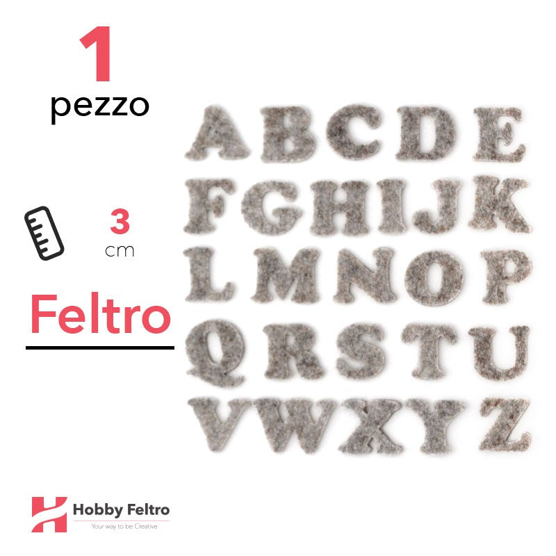 Lettere in Feltro Maiuscole 3cm Beige Melange COD.36