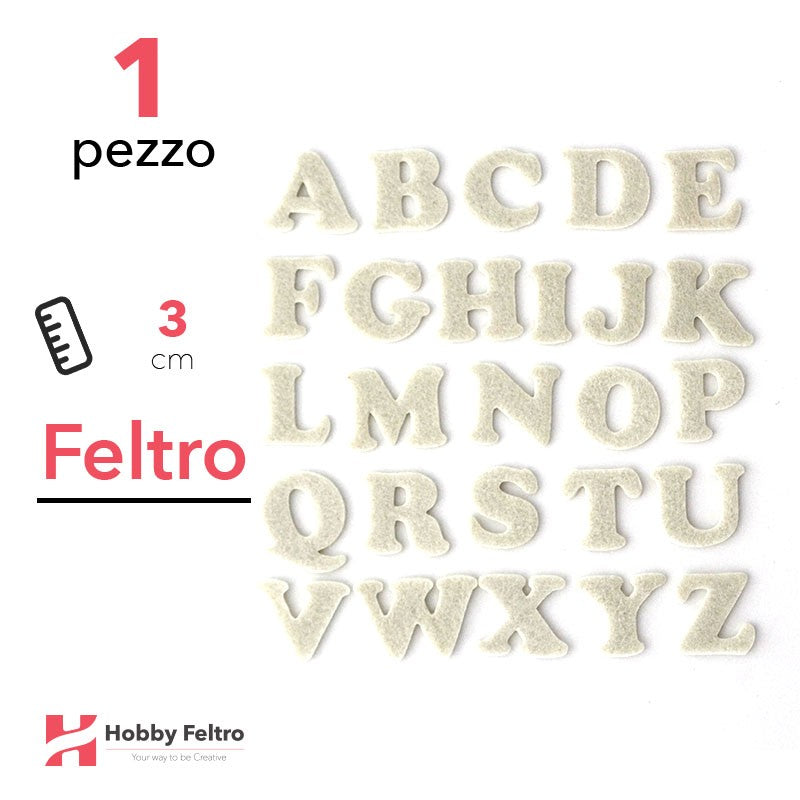 Lettere in Feltro Maiuscole 3cm Panna COD.41