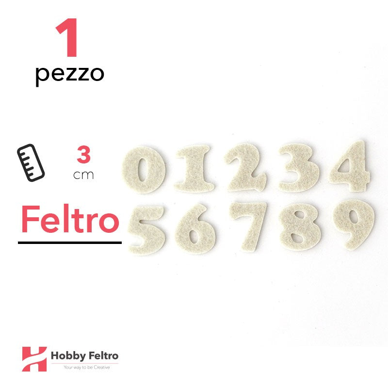 Numeri in Feltro 3cm Panna COD.41