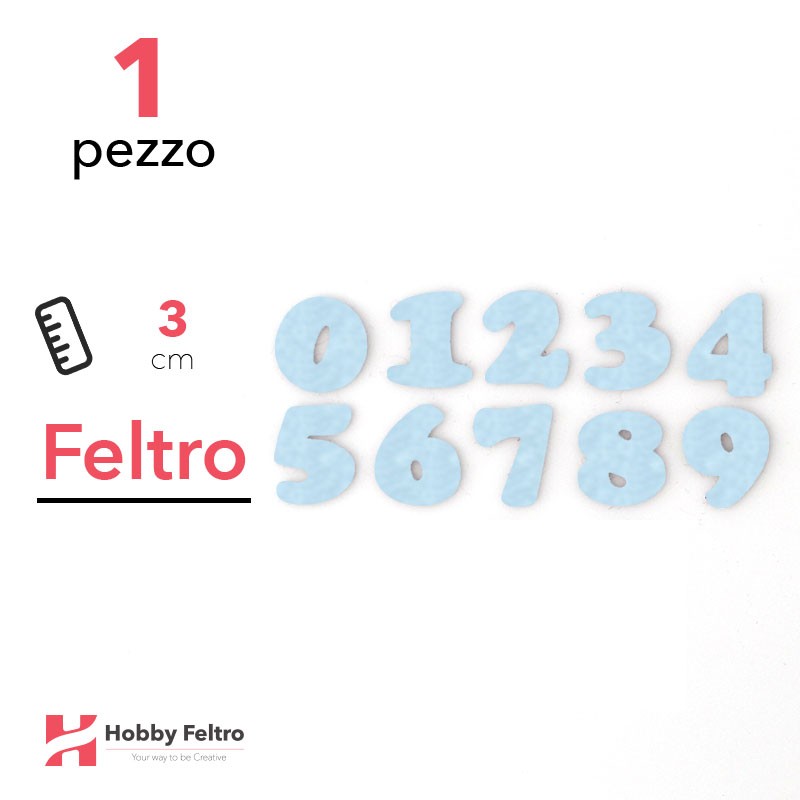 Numeri in Feltro 3cm Azzurro COD.28