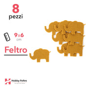Kit Elefante in Feltro 8 Pezzi 9x6cm Colore a Scelta