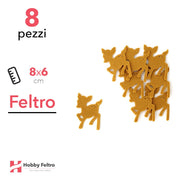Kit Bambi in Feltro 8 Pezzi 8x6cm Colore a Scelta