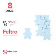 Kit Orsetto Medio in Feltro 8 Pezzi 11x8cm Colore a Scelta