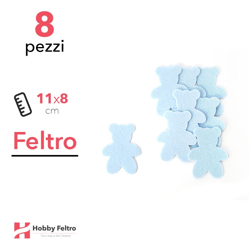 Kit Orsetto Medio in Feltro 8 Pezzi 11x8cm Colore a Scelta
