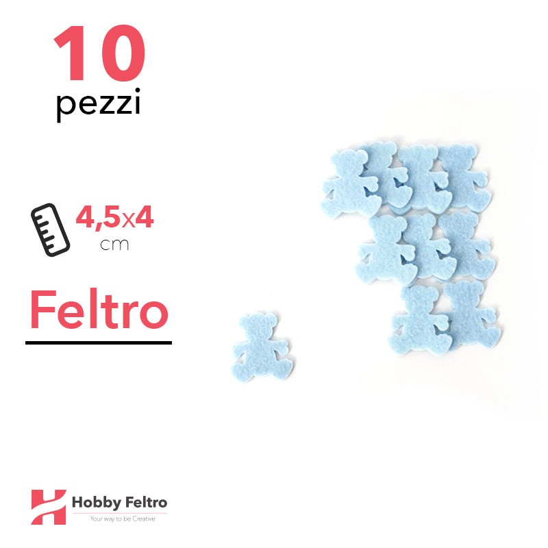Kit Orsacchiotto Piccolo in Feltro 10 Pezzi 4,5x4cm Colore a Scelta