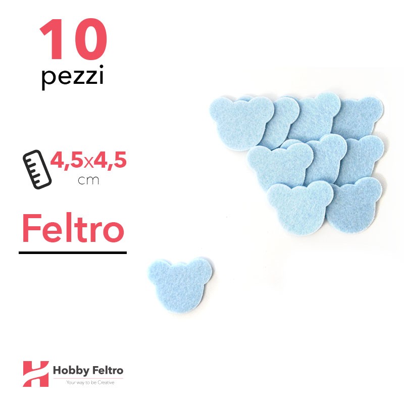 Kit Mouse Piccolo in Feltro 10 Pezzi 4,5x5,5cm Colore a Scelta