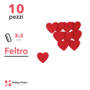 Kit Cuore Piccolo in Feltro 10 Pezzi 3x3cm Colore a Scelta