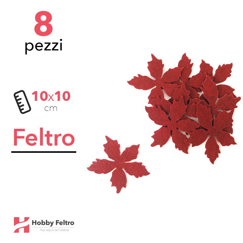 Kit Stella Alpina Grande in Feltro 8 Pezzi 10x10cm Colore a Scelta