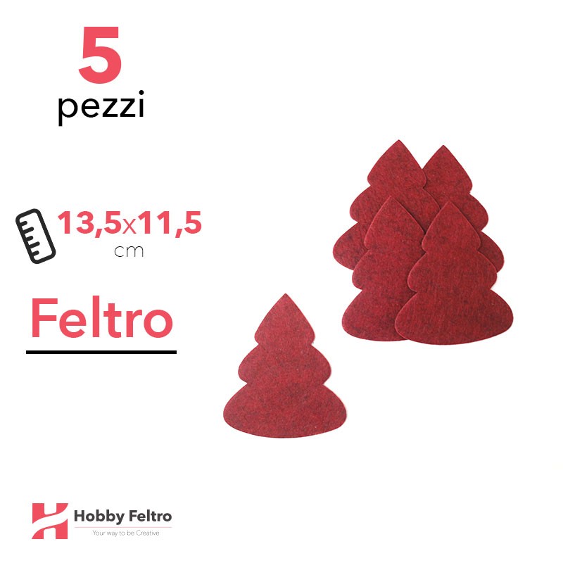Kit Albero in Feltro 5 Pezzi 13,5x11,5cm Colore a Scelta