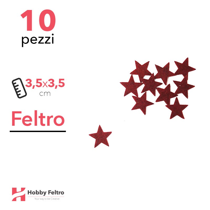 Kit Stellina in Feltro 10 Pezzi 3,5x3,5cm Colore a Scelta