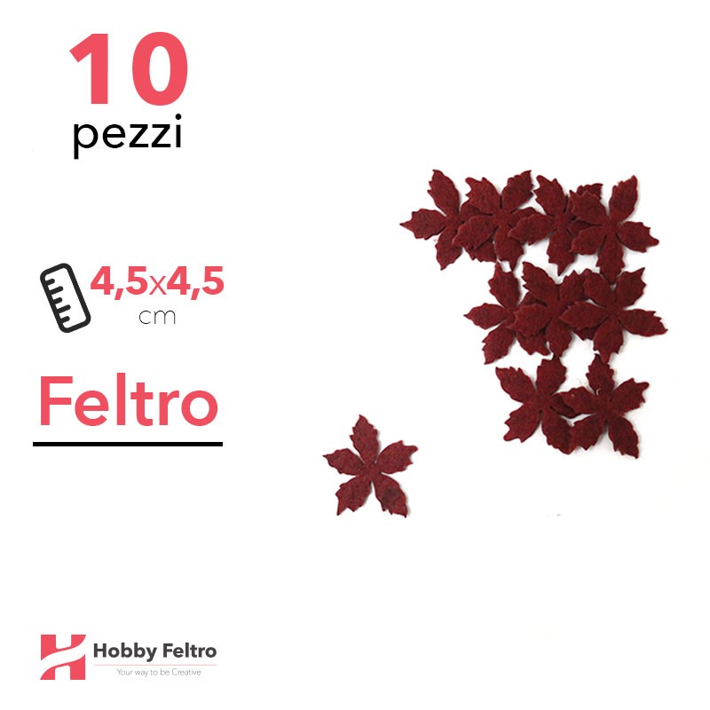 Kit Stella Alpina Piccola in Feltro 10 Pezzi 4,5x4,5cm Colore a Scelta