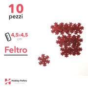 Kit Fiocco di Neve Piccolo in Feltro 10 Pezzi 4,5x4,5cm Colore a Scelta