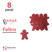 Kit Pan di Zenzero in Feltro 8 Pezzi 9,5x6,5cm Colore a Scelta