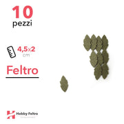 Kit Foglia Piccola in Feltro 10 Pezzi 4,5x2cm Colore a Scelta