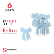 Kit Fiocchetto Grande in Feltro 6 Pezzi 12x9,5cm Colore a Scelta