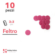 Kit Bottone Piccolo in Feltro 10 Pezzi 3x3cm Colore a Scelta