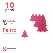 Kit Campanella in Feltro 10 Pezzi 5,5x5cm Colore a Scelta