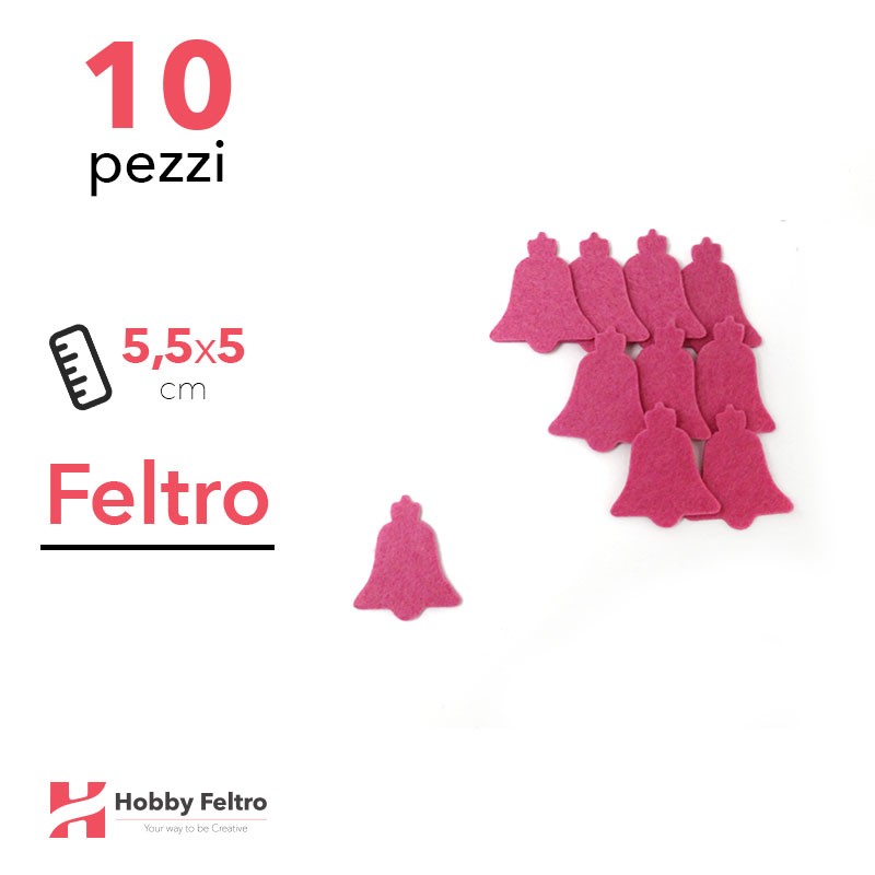 Kit Campanella in Feltro 10 Pezzi 5,5x5cm Colore a Scelta