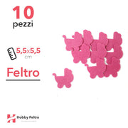 Kit Carrozzina in Feltro 10 Pezzi 5,5x5,5cm Colore a Scelta