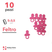 Kit Ciuccio in Feltro 10 Pezzi 5x3,5cm Colore a Scelta