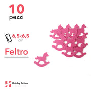 Kit Cavalluccio in Feltro 10 Pezzi 6,5x6,5cm Colore a Scelta