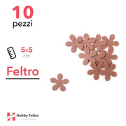 Kit Fiore in Feltro 10 Pezzi 5x5cm Colore a Scelta