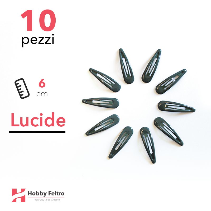 Clip per Capelli 6cm Kit 10 Pezzi Color Lucido Verde Militare COD.01