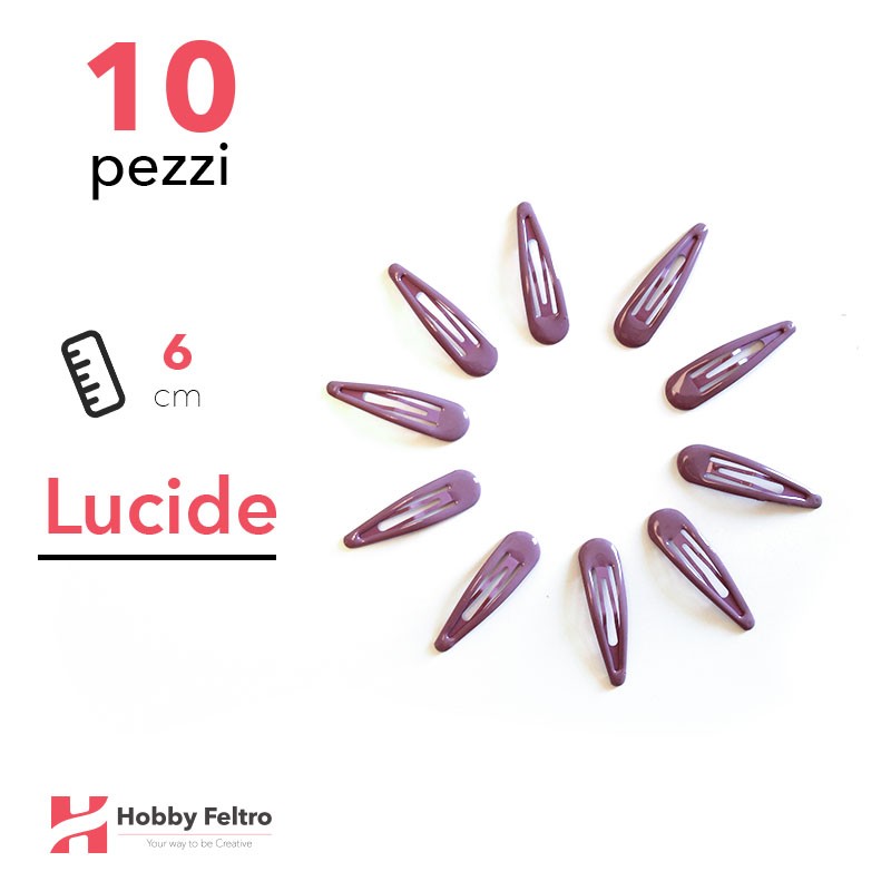 Clip per Capelli 6cm Kit 10 Pezzi Color Lucido Rosa Scuro COD.02