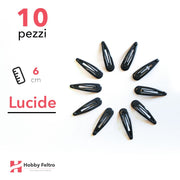 Clip per Capelli 6cm Kit 10 Pezzi Color Lucido Nero COD.05