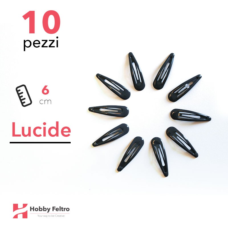 Clip per Capelli 6cm Kit 10 Pezzi Color Lucido Nero COD.05