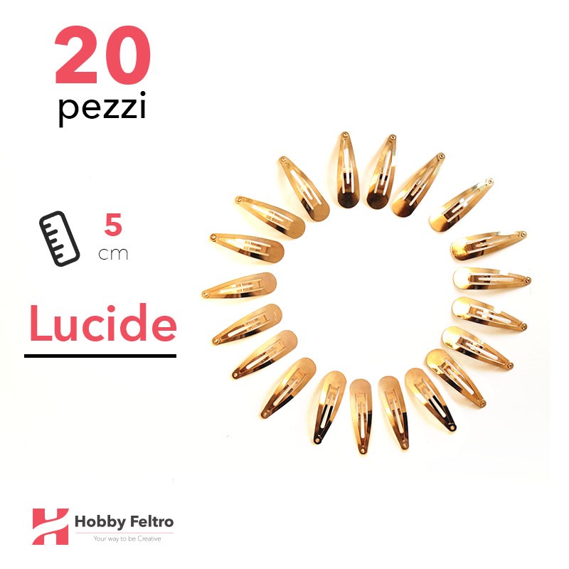 Clip per Capelli 5cm Kit 20 Pezzi Color Lucido Oro COD.06