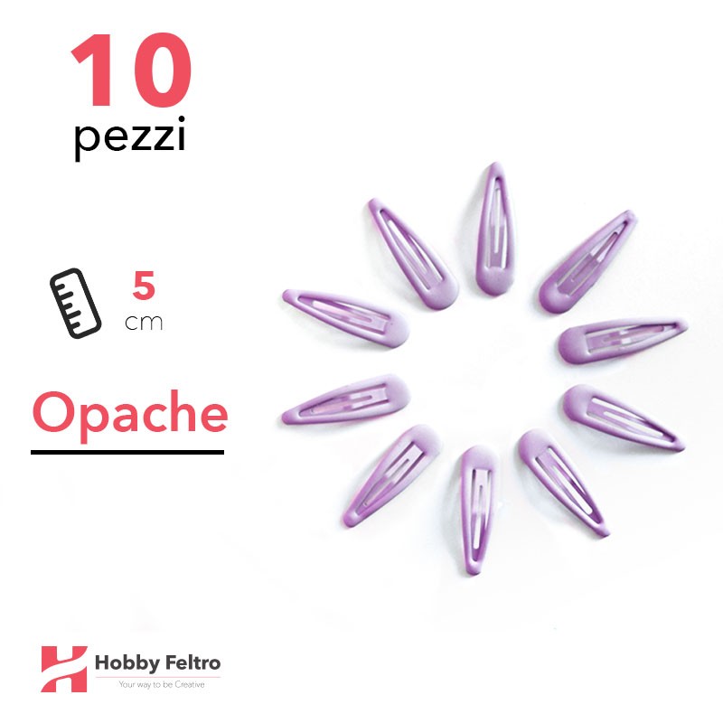 Clip per Capelli 5cm Kit 10 Pezzi Color Opaco Lilla COD.05